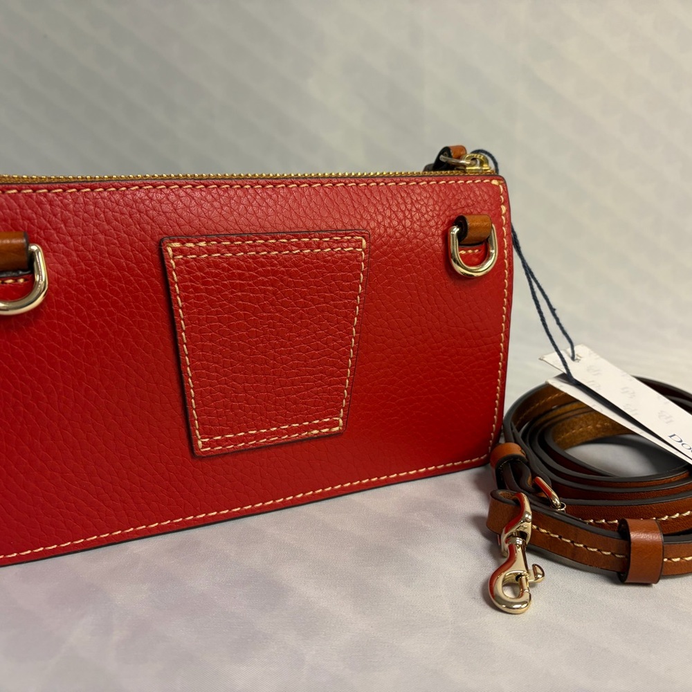 Dooney & Bourke Red Leather Gingy Crossbody bag with Tassel - Picture 2 of 5
